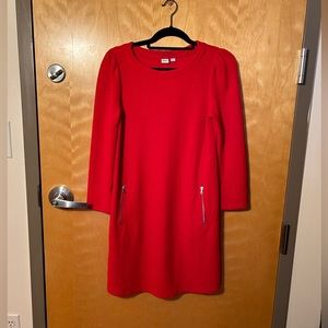 Gap puff sleeve red dress, EUC